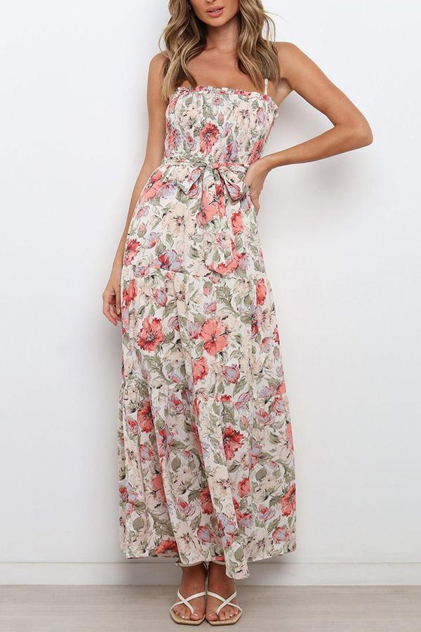 Tube Top Sleeveless Floral Maxi Dress