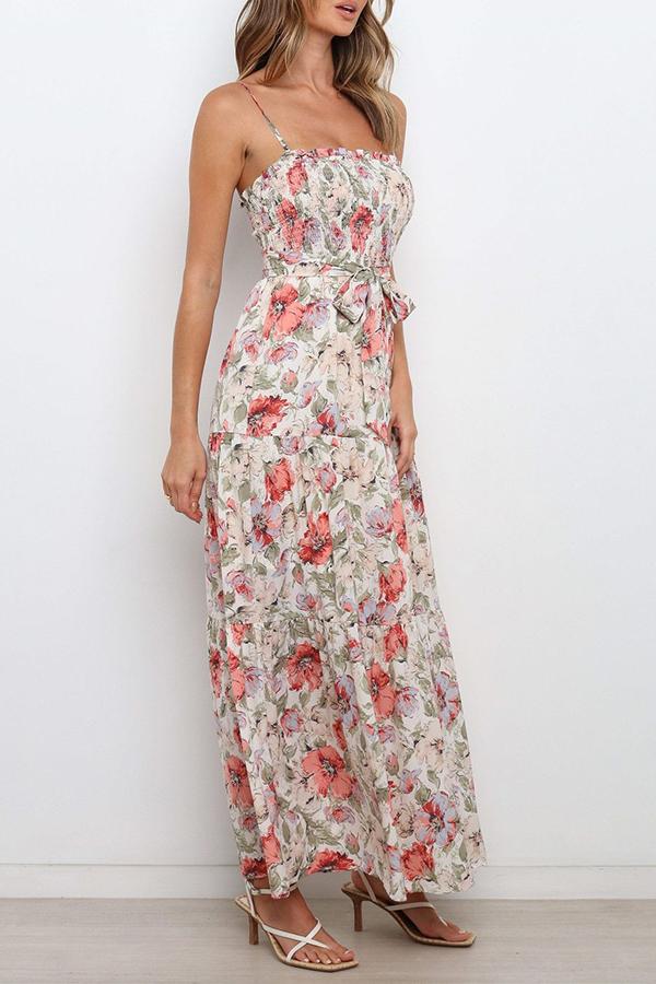 Tube Top Sleeveless Floral Maxi Dress