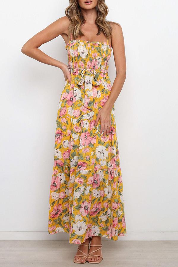 Tube Top Sleeveless Floral Maxi Dress