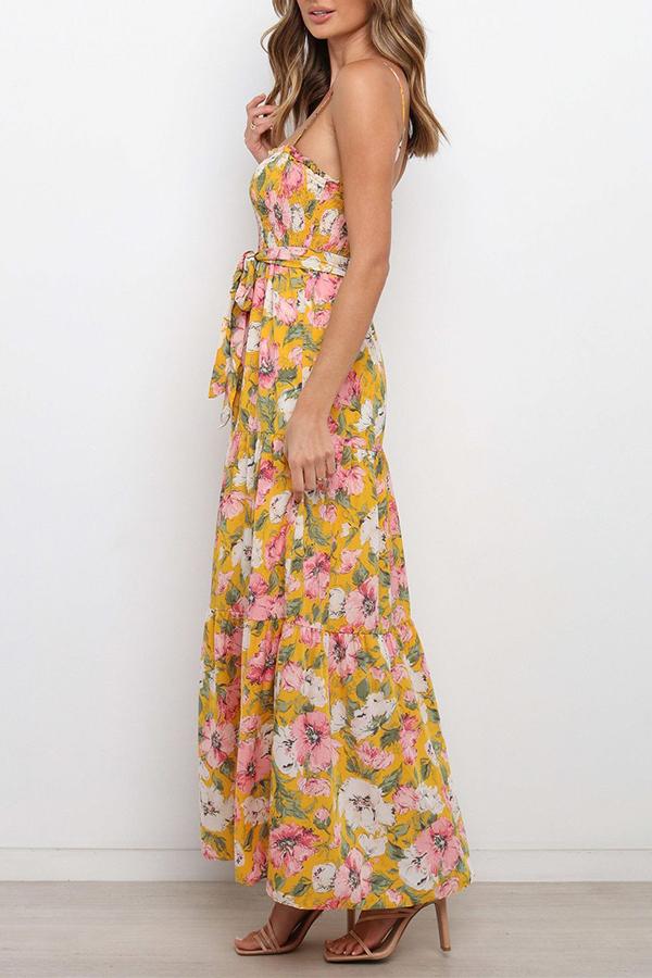 Tube Top Sleeveless Floral Maxi Dress