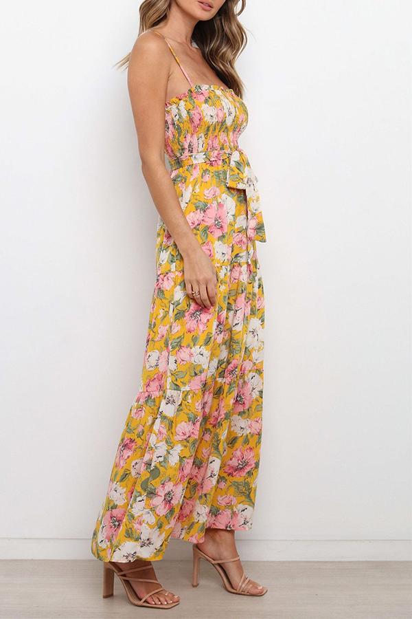 Tube Top Sleeveless Floral Maxi Dress