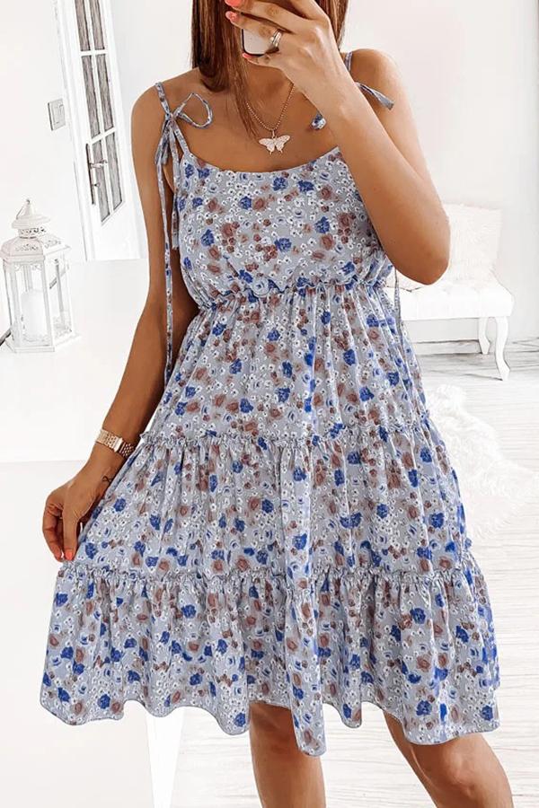 Floral Sweet Sling Lace Mini Dress