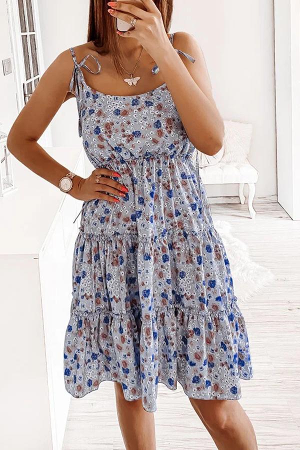 Floral Sweet Sling Lace Mini Dress