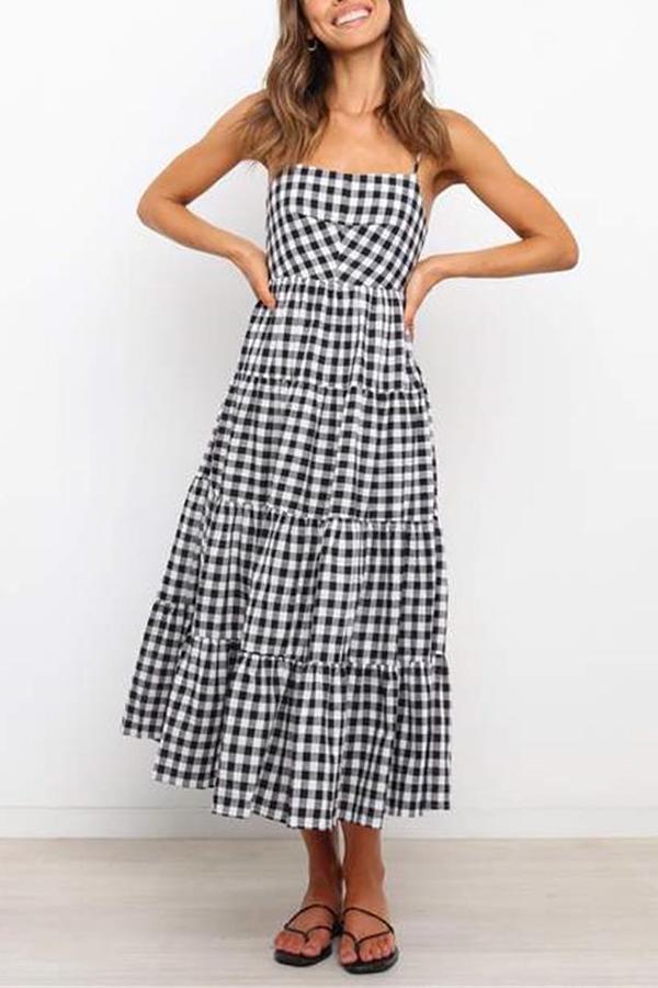 Checked Strap Maxi Dress