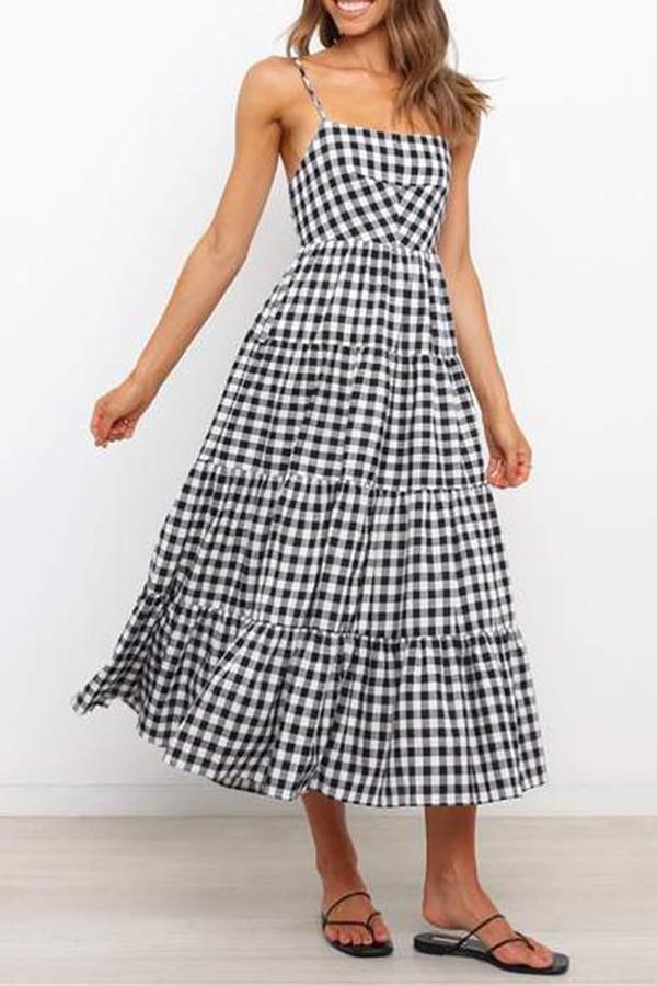 Checked Strap Maxi Dress