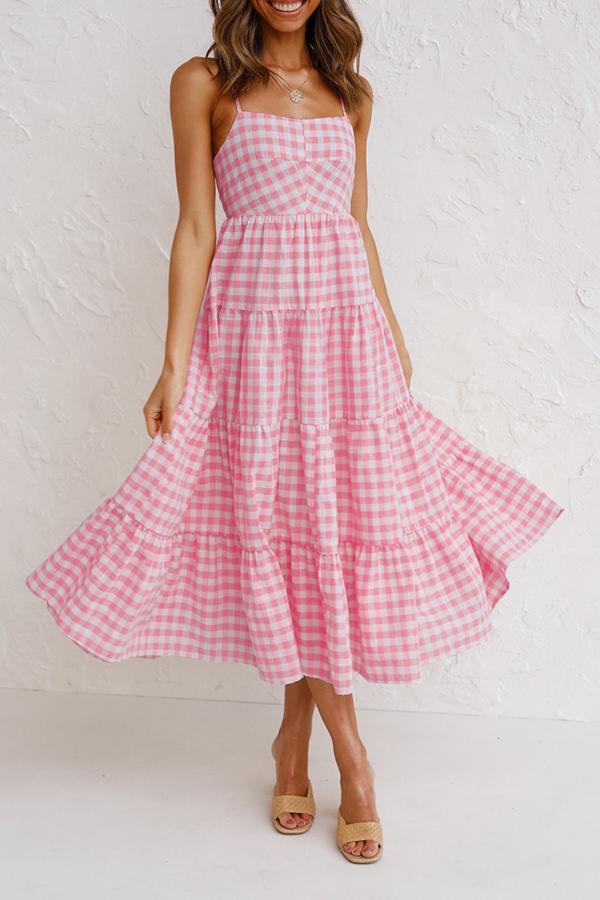 Checked Strap Maxi Dress