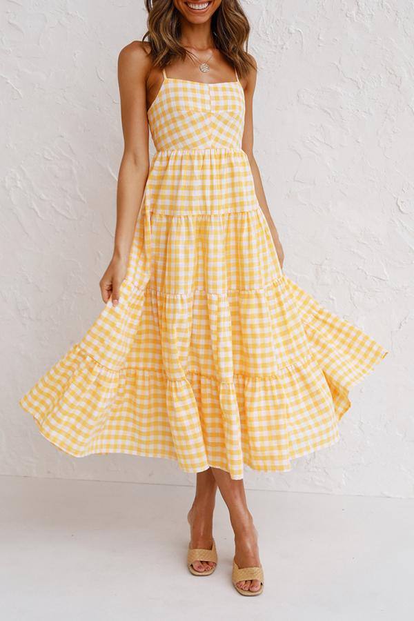 Checked Strap Maxi Dress