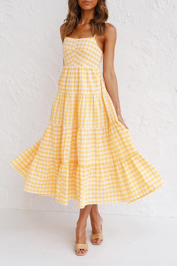 Checked Strap Maxi Dress