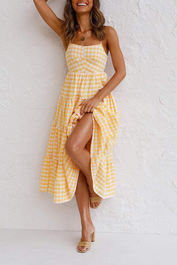 Checked Strap Maxi Dress