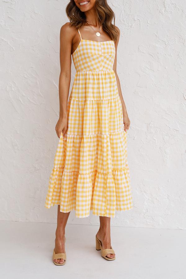 Checked Strap Maxi Dress