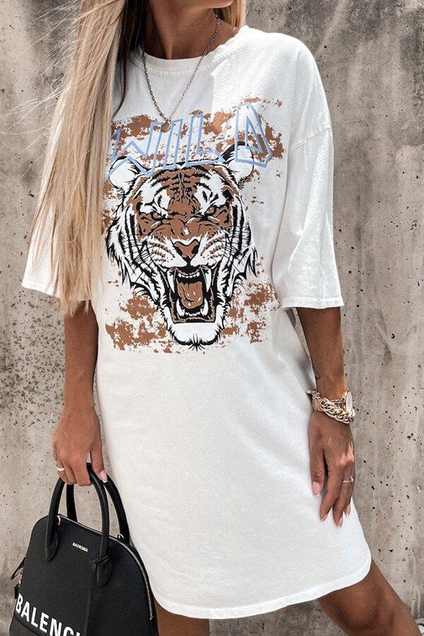 Loose Tiger Print Comfortable Mini T-shirt Dress