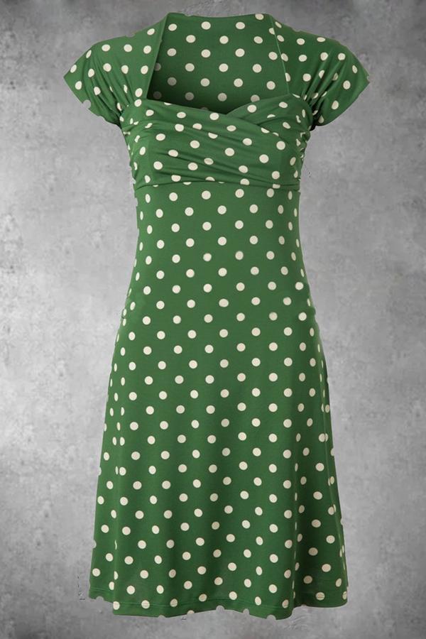 Polka Dot Square Neck Midi Dress