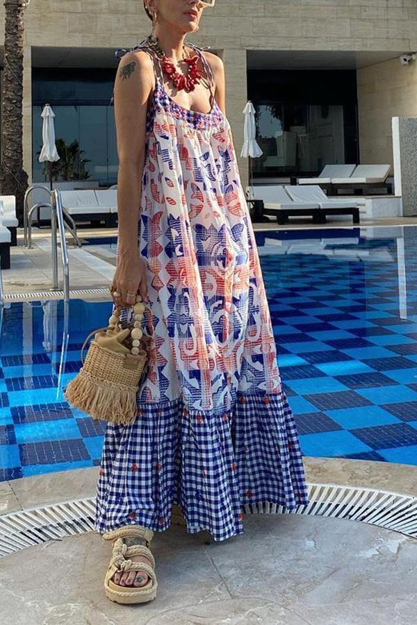 Fashion Sling Printed Beach Dress