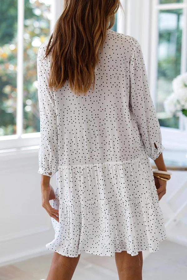 Polka Dot Print Loose Long Sleeve Dress