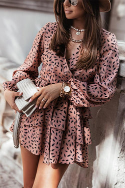 V-neck Print Elegant Dress