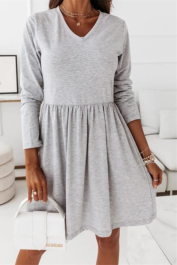 Pure Color Loose Casual Dress