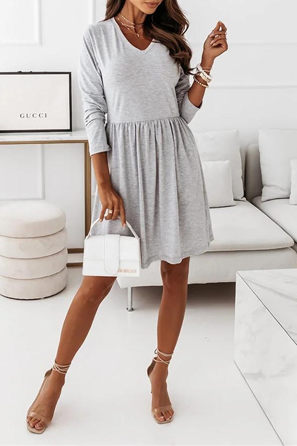 Pure Color Loose Casual Dress