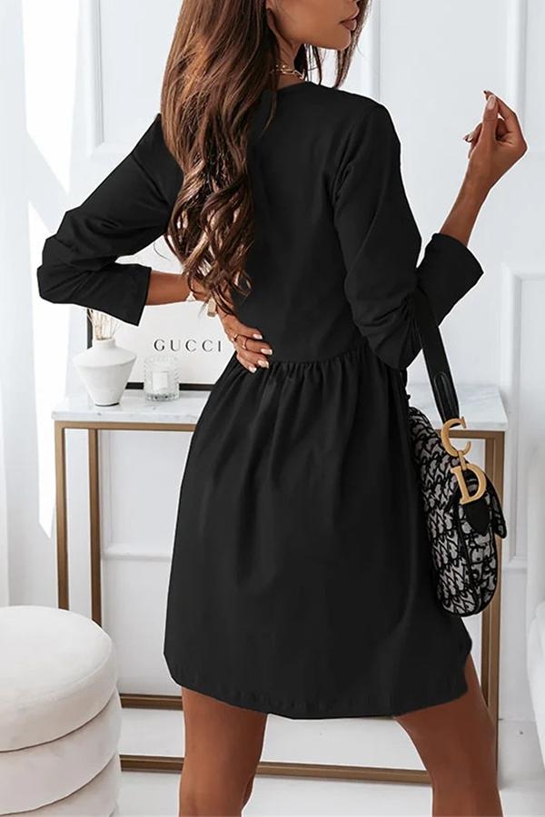 Pure Color Loose Casual Dress