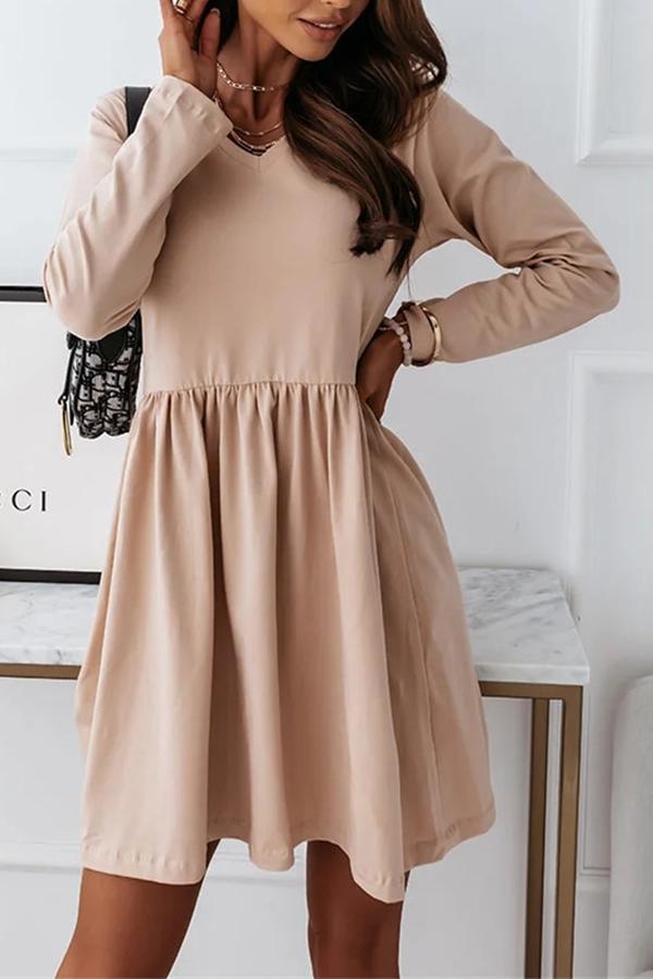 Pure Color Loose Casual Dress