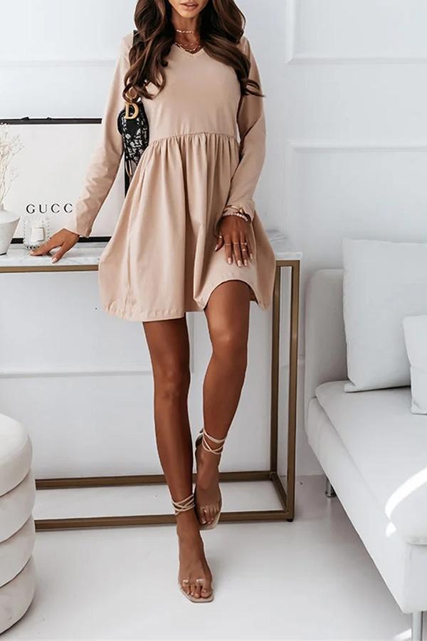 Pure Color Loose Casual Dress