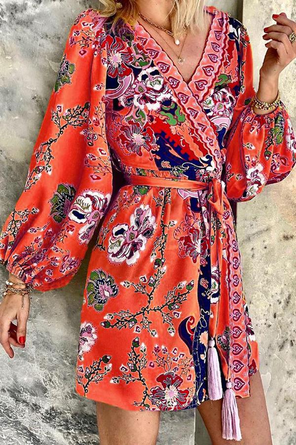 Folk-custom Floral Print Dress