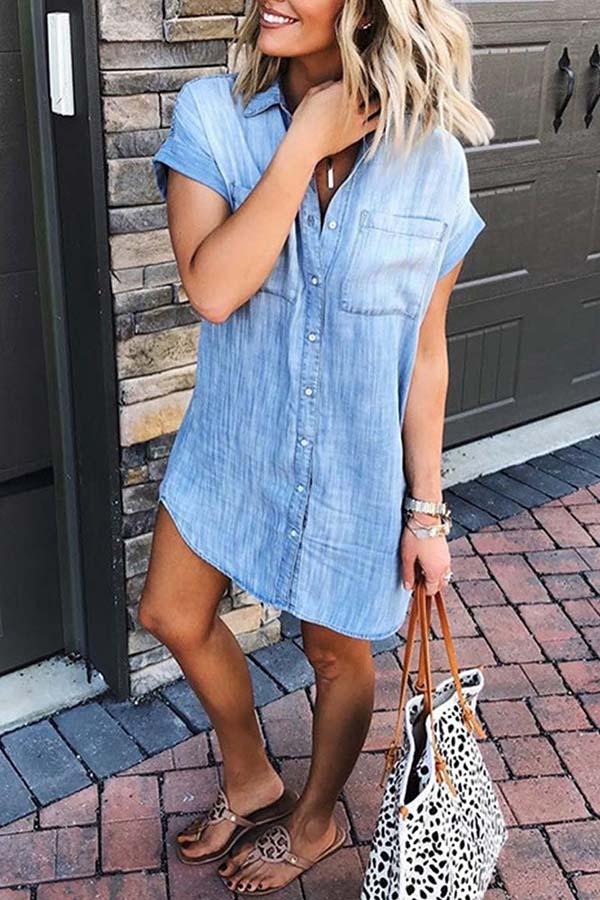 Vintage Single Breasted Denim Dress