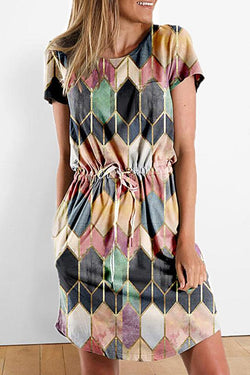 Stylish Geometric Print Argyle Midi Dress