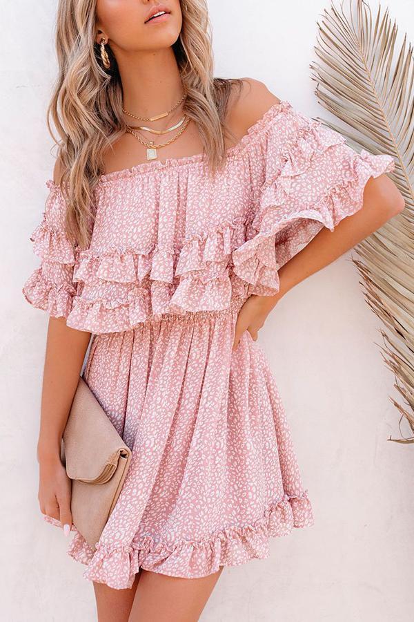 Pretty Princess Slash Neck Ruffle Layered Dress