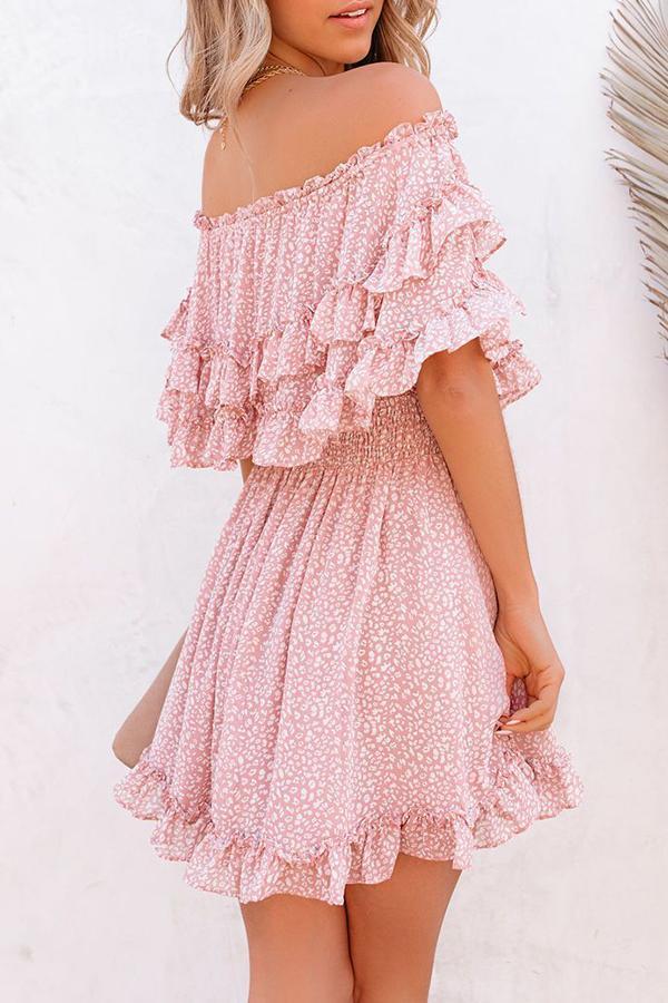 Pretty Princess Slash Neck Ruffle Layered Dress