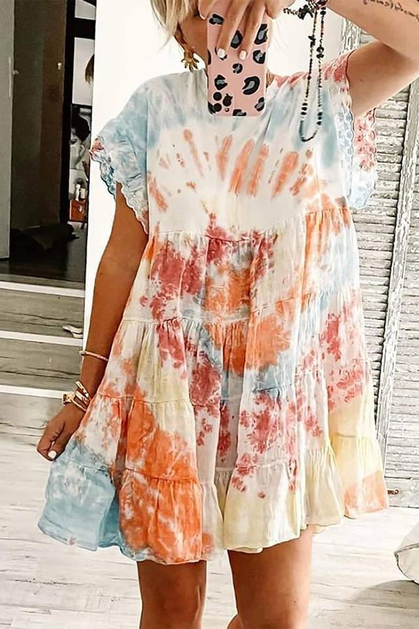 Cute Casual Summer Tie-dye Midi Dress