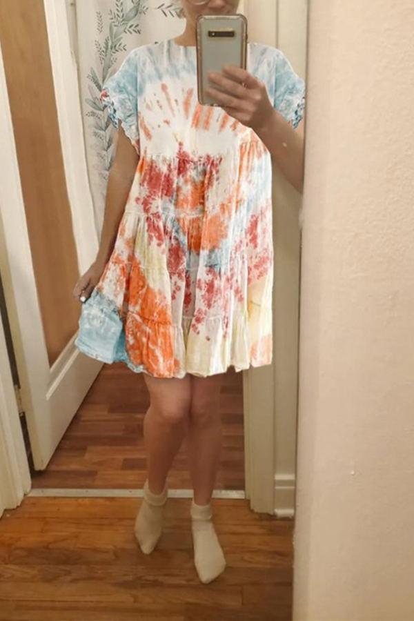 Cute Casual Summer Tie-dye Midi Dress