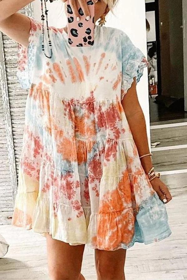 Cute Casual Summer Tie-dye Midi Dress