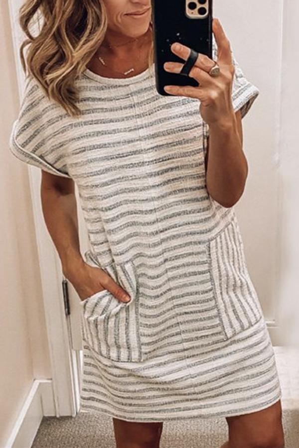 Girly Striped Print Slim Dress