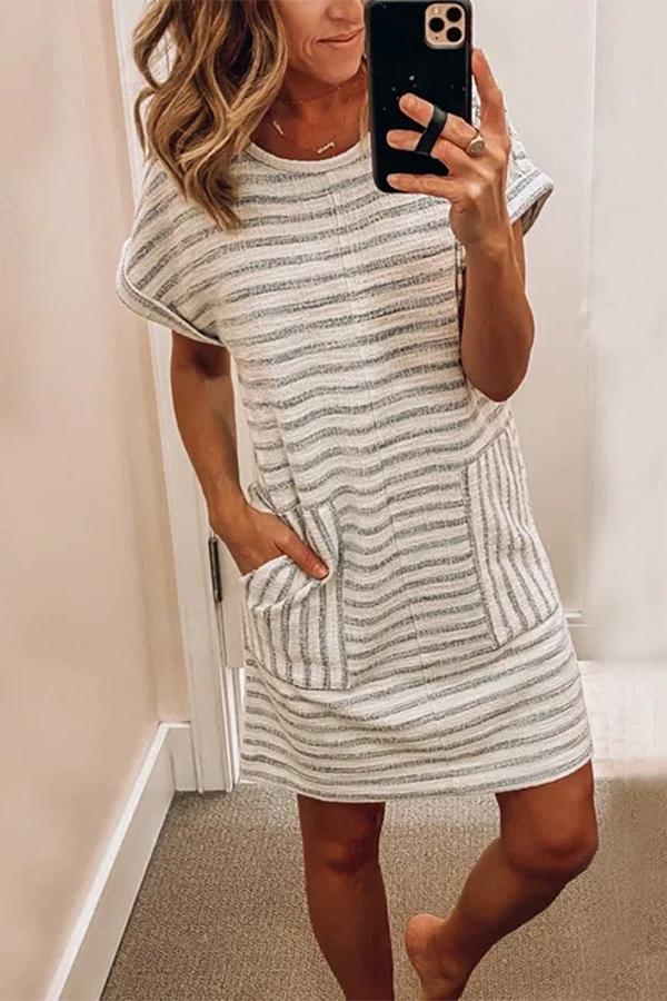 Girly Striped Print Slim Dress