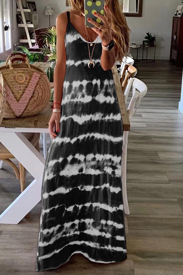 Cozy Tie-dye Sleeveless Long Dress