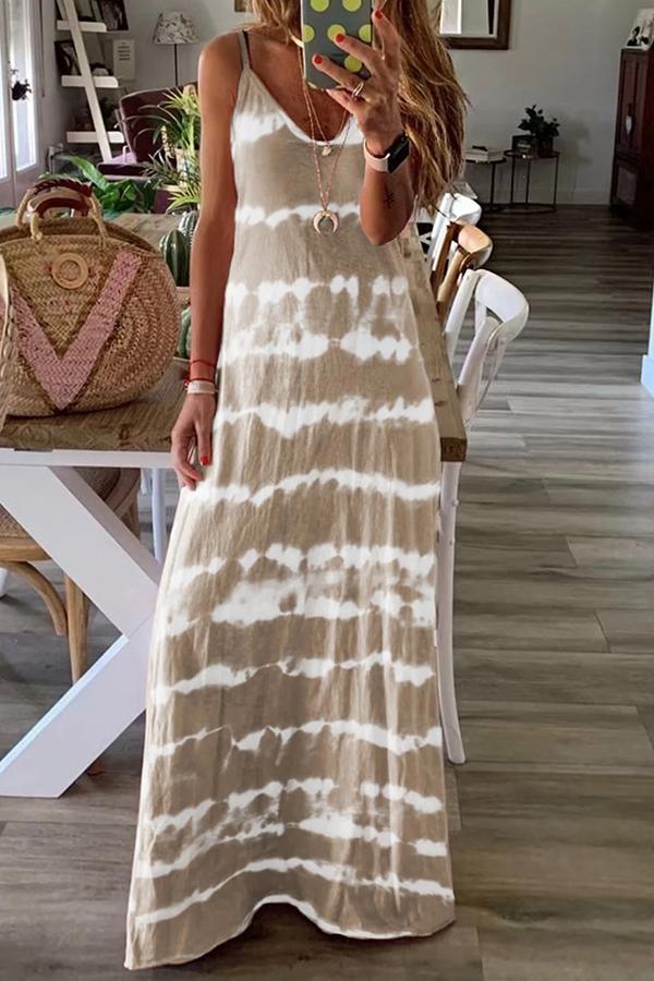 Cozy Tie-dye Sleeveless Long Dress