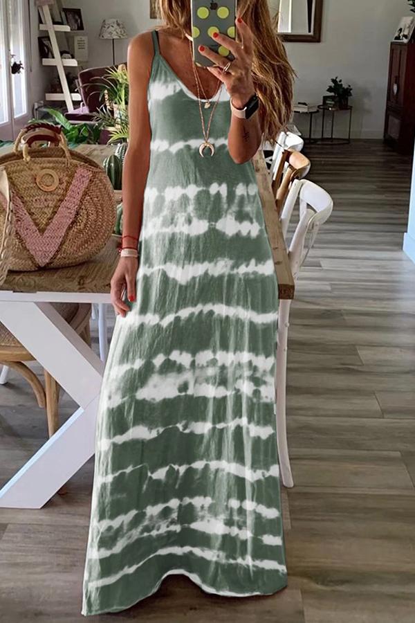 Cozy Tie-dye Sleeveless Long Dress