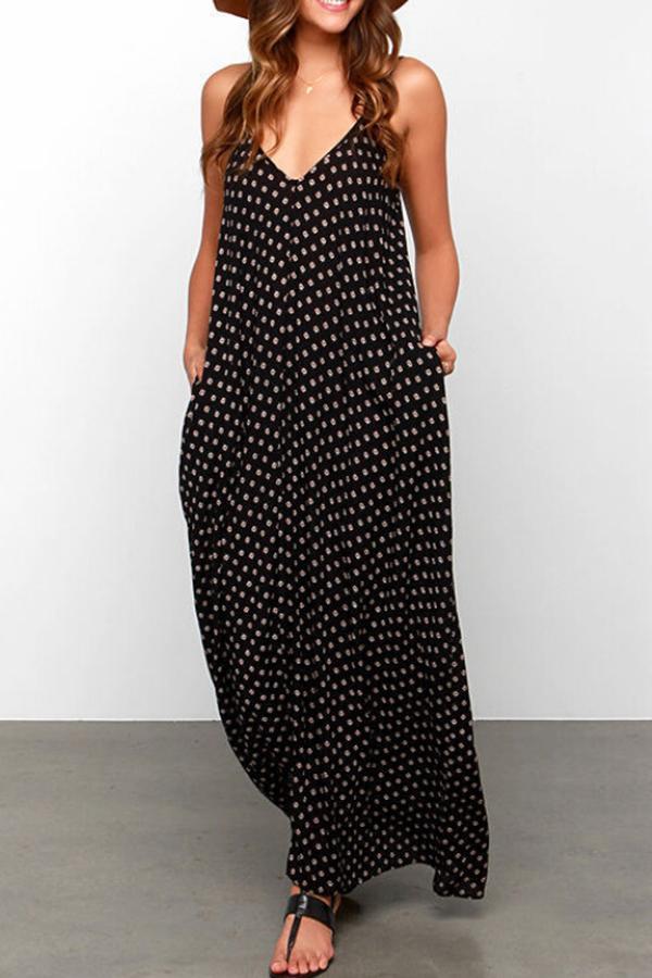 Polka Dot Big Swing Long Dress