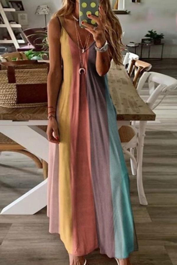 Rainbow Sling Maxi Dress