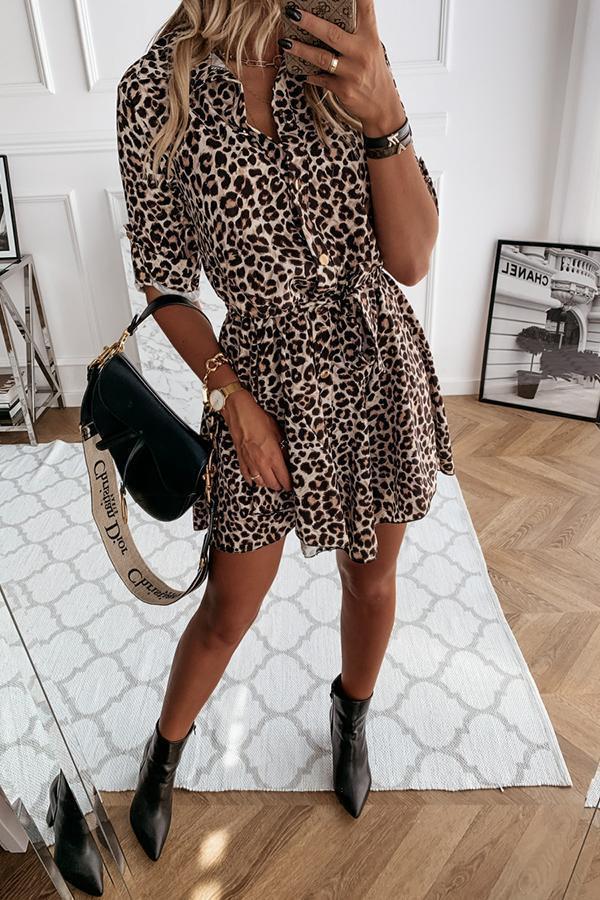 Leopard Print Shirt Dress