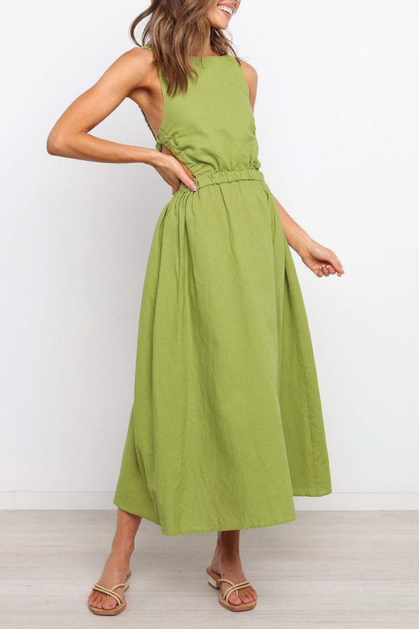 Modern Solid Color Backless Dress