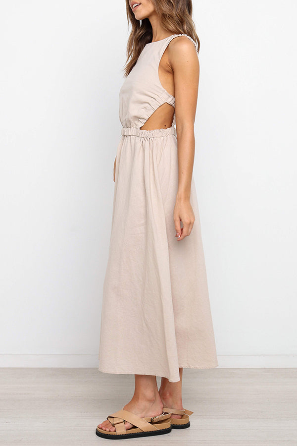 Modern Solid Color Backless Dress