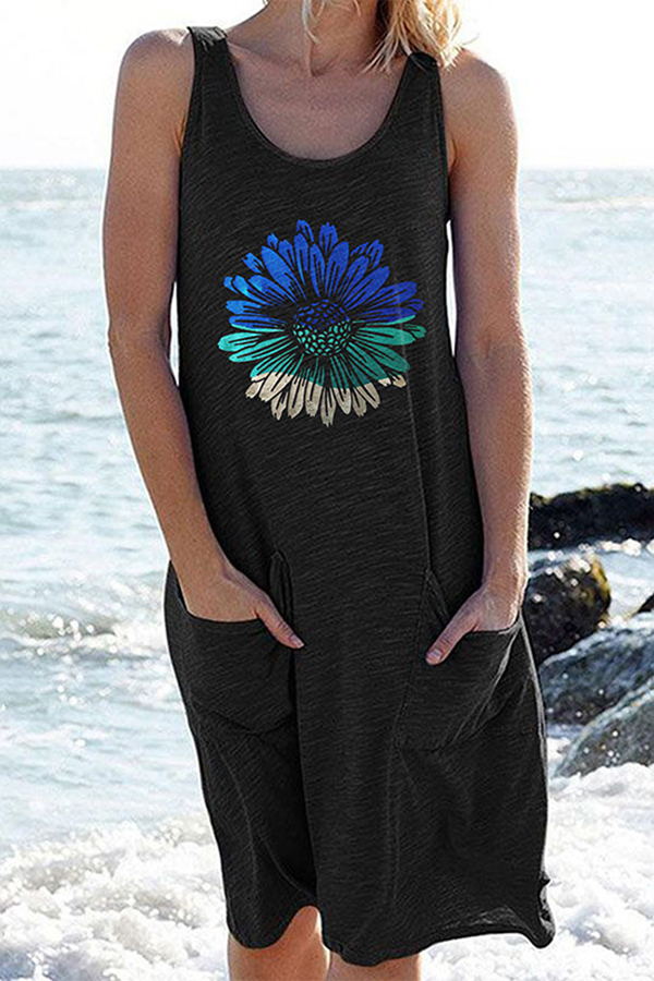 Printed Sleeveless Knitted Casual Vest