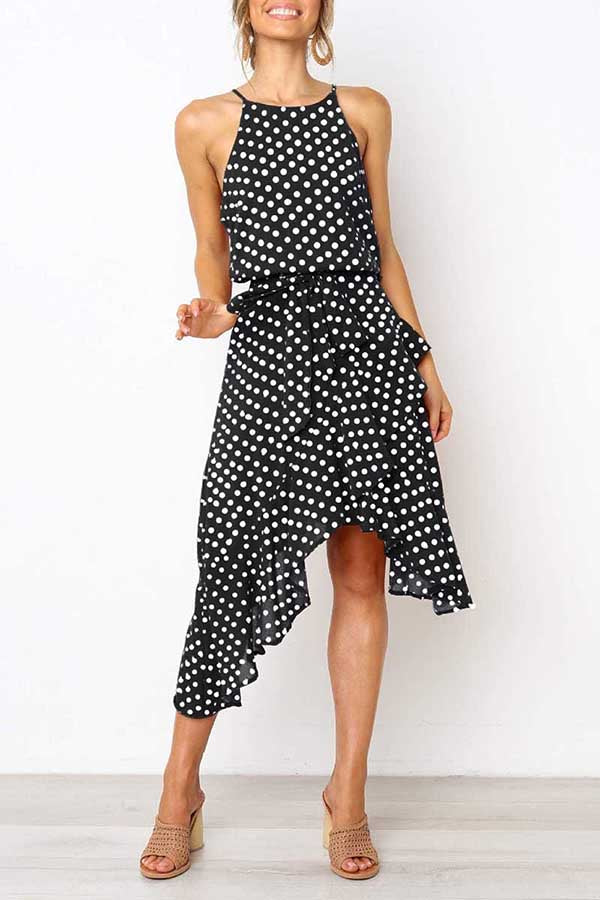 Fashion Polka Dot Lace Irregular Dress