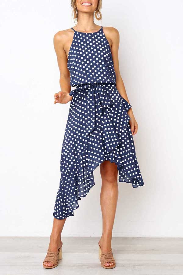 Fashion Polka Dot Lace Irregular Dress