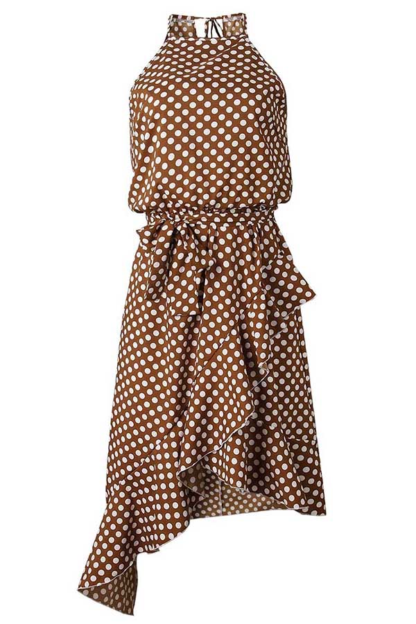 Fashion Polka Dot Lace Irregular Dress