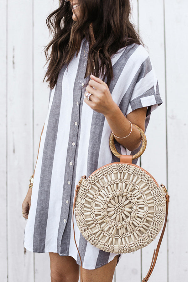 Modern Striped Print Baggy Shirt