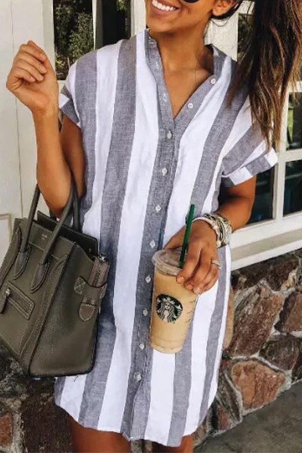 Modern Striped Print Baggy Shirt