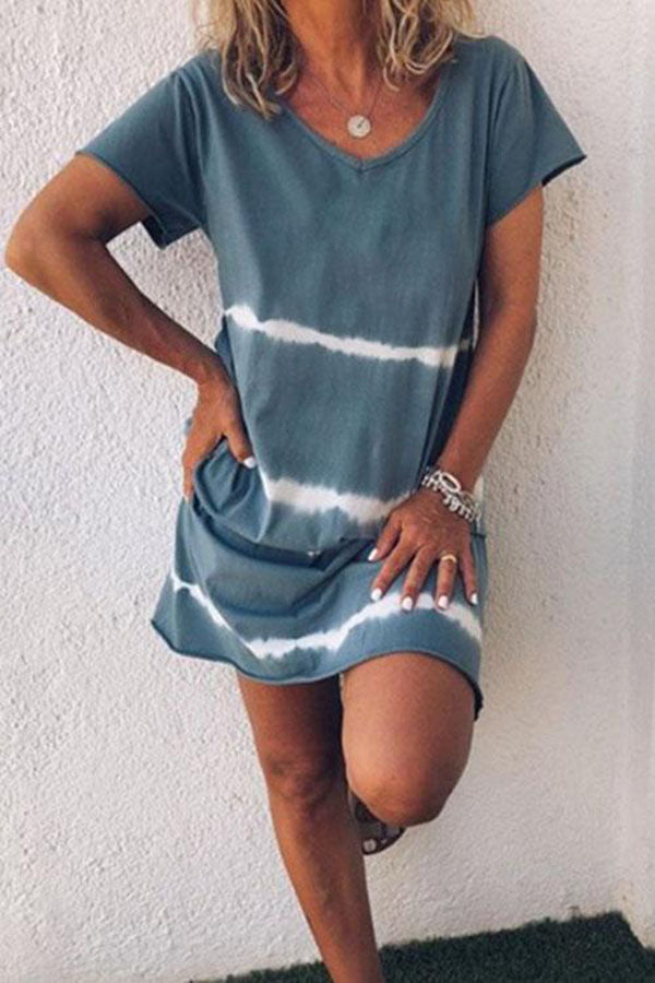 Stylish Boho Tie Dye Round-Neck Midi Dress