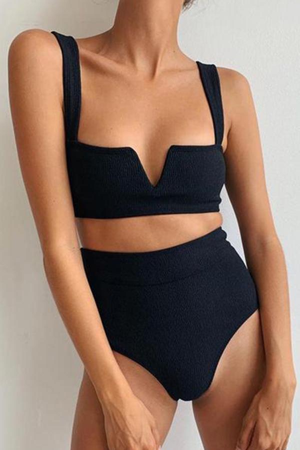 High Waist V-neck Thread Sexy Bikini Split